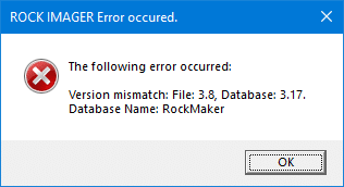 Robot Initialization Error Message with the Source of Error Information Included rock imager software robot intialization